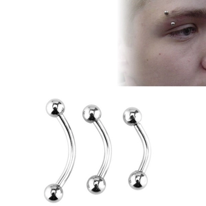 Lot de trois piercings d'arcade en acier chirurgical argenté avec boules classiques