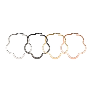 Grandes Boucles d'Oreilles Créoles Fleur en Acier Inoxydable Minimaliste Géométrique Polies Bijoux de Mode pour Femmes