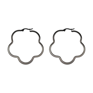 Créoles minimalistes en forme de fleur couleur bronze avec finition métallique pour femme
