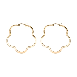 Boucles d'oreilles créoles dorées en forme de fleur avec une finition polie élégante