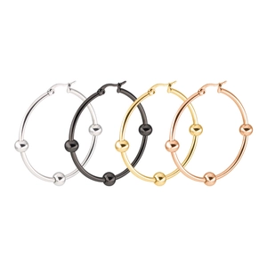 Chunky Creolen aus Titanstahl mit drei Perlen in Silber Gold und Roségold Ausführungen