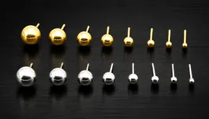Polierten Titanstahl-Kugelstecker in Gold und Silber mit acht verschiedenen Größenvariationen