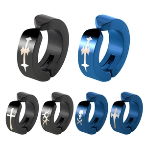 Orecchini a Clip in Acciaio Inossidabile 316L Punk per Uomo Orecchini Huggie Gothic Senza Buco Croce Teschio Drago