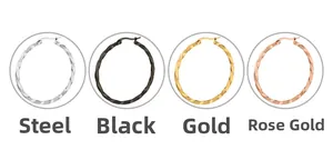 Orecchini a cerchio intrecciati in acciaio, nero, oro e oro rosa con design testurizzato