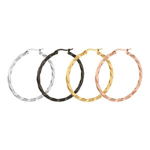 Grandi Orecchini a Cerchio Intrecciati da Donna in Acciaio Inossidabile al Titanio Minimalisti a Spirale Oro Argento Nero Oro Rosa Gioielli di Moda