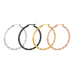 Orecchini a cerchio intrecciati in acciaio inossidabile oro argento nero e rosa