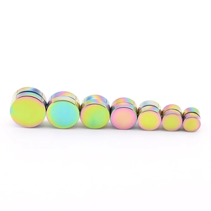 Rainbow magnetic titanium steel non-piercing earrings in seven various sizes