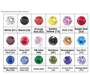 Color chart showcasing 18 vibrant zircon shades for 7mm titanium steel stud earrings