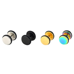 Minimalistische barbell oorknopjes in zilver, zwart, goud en regenboog roestvrijstalen afwerking