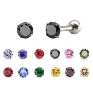 Orecchini a Bottone in Acciaio Inossidabile con Zirconia AAA da 3mm per Uomo e Donna in Acciaio al Titanio Tondi Gioielli Oro Argento