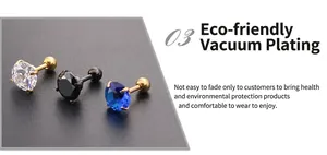 Detail van 7mm CZ-oorknopjes met vacuümbeschikking en schroefsluiting met een bolletje