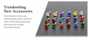 Detail van 18 gekleurde 4mm AAA zirkoon oorknopjes met titanium stalen schroefrug