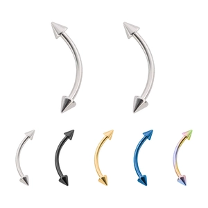 Punk Stainless Steel Curved Barbell Eyebrow Rings Spike Cone Ends Body Piercing Jewelry Gold Silver Black Blue Rainbow For Unisex