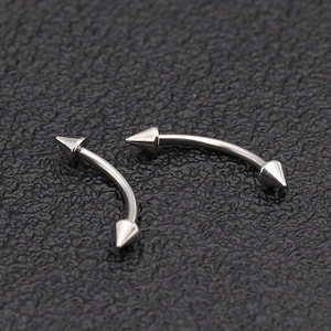 Ensemble de piercings barbell courbés argentés avec pointes en acier inoxydable 316L