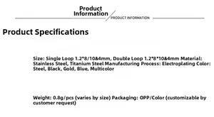 Detailed technical specifications for stainless steel S-shaped spiral eyebrow and lip rings