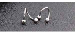 Polished silver titanium steel spiral barbell body piercing jewelry with sphere ends