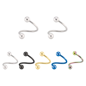 Stainless Steel Spiral S Shaped Piercing Jewelry Nose Lip Eyebrow Ring With Ball Ends Polished Body Piercing For Women Men