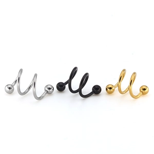 Three-piece titanium steel spiral piercing set in silver black and gold finishes