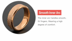 Detailed macro view of the matte finish exterior and polished inner band of the rose gold ring