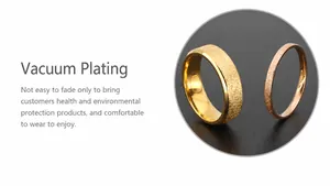 Detail view of gold and rose gold vacuum-plated matte stainless steel rings