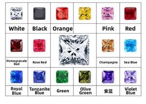 Detalle de 15 colores de circonitas cúbicas cuadradas de 8mm corte princesa para pendientes