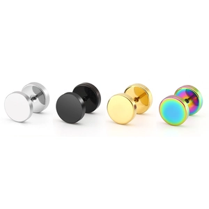 Orecchini a Bottone a Bilanciere in Acciaio al Titanio Disco Tondo Stile Punk Minimalista per Uomo Donna Unisex Gioielli Personalizzati