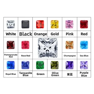 Lot de 16 boucles d'oreilles en acier inoxydable avec zircons carrés colorés de 5mm