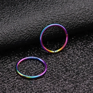 Regenbogenfarbene Edelstahl-Segmentringe für Nasen- und Ohrpiercings, 2er-Set