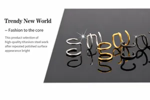 Clips d'oreilles double rang en acier titane poli, coloris argent, or et noir