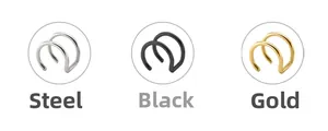 Bagues d'oreilles en U en acier inoxydable minimaliste en finitions argent, noir et or
