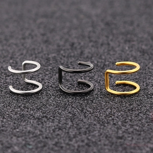 Minimalistische doppelreihige Edelstahl-Ohrklemmen in Silber, Gold und Schwarz