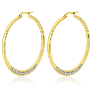 Pendientes de Aro de Acero Inoxidable para Mujer Bañados en Oro con Circón Incrustado Joyería de Moda