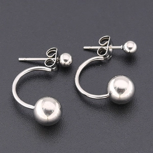 Pendientes de bola en forma de C minimalistas de acero inoxidable con acabado de espejo