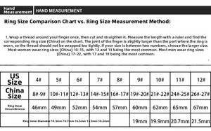 Size guide for stainless steel coin rings with detailed measurements in mm and US sizes