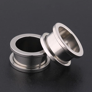 Punk Unisex Titanium Steel Hollow Cylinder Ear Tunnel Plug Double Flared Geometric Body Piercing Jewelry For Men Women