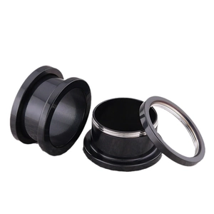 Black stainless steel hollow cylinder ear tunnels with screw-fit design in punk style