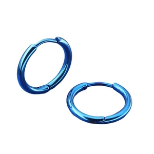 Orecchini a cerchio blu in acciaio inossidabile con design rotondo classico minimalista