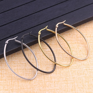 Oval Hoop Earrings For Women Men Minimalist Stainless Steel Titanium Steel Earrings Gold Silver Black Oversized Jewelry