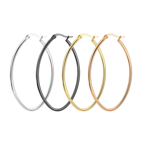 Polished stainless steel hoop earrings set in silver, black, gold and rose gold colors