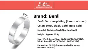 Detail view showing 4mm and 5mm width options for polished stainless steel band rings