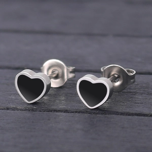 Minimalist Titanium Steel Stud Earrings Geometric Clover Heart Triangle Hexagon Enamel Dripping Oil Jewelry For Men Women