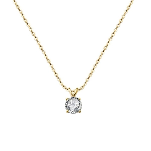 Elegante Halskette aus 18K vergoldetem Titanstahl mit einem brillanten Solitär Zirkon Stein