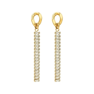 Orecchini pendenti in oro 18k con nappe in zircone rettangolare scintillante per donna