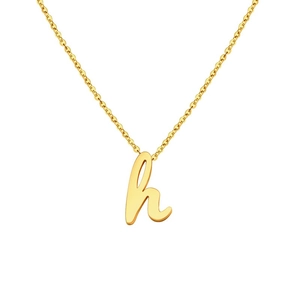 Collar de acero de titanio chapado en oro de 18k con colgante de letra h pulida