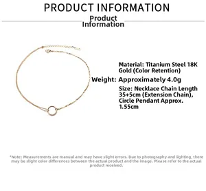 Detailansicht der 18K Gold-Titankette mit Abmessungen und Materialspezifikationen