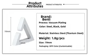 U-shaped geometric stainless steel clip earring with dimensions 19mm height and 2mm width