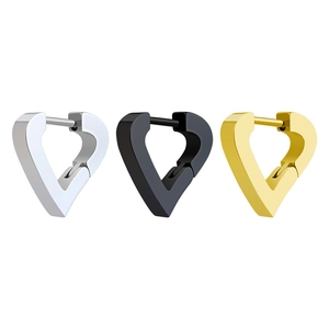 Minimalist heart-shaped hoop earrings in gold, silver and matte black titanium steel