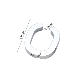 Polished silver U-shaped stainless steel ear cuff 15mm diameter geometric clip-on earring