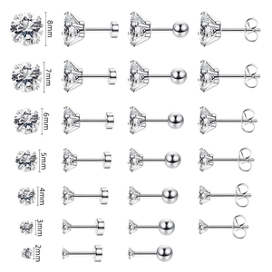 Edelstahl Zirkonia Ohrstecker Rund 4-Krappen Minimalistisch Unisex Gold Silber Schmuck Schraubverschluss Schmetterling Ohrring