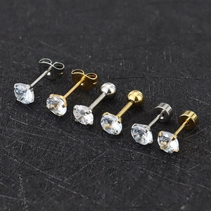 Zirkon-Ohrstecker aus Chirurgenstahl in Silber und Gold mit verschiedenen Verschlüssen